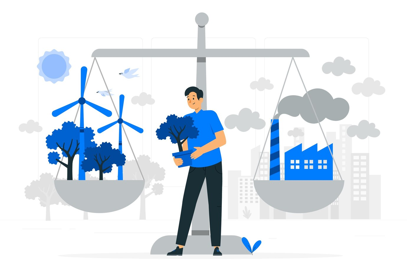 Illustration of industrial balance in sustainability
