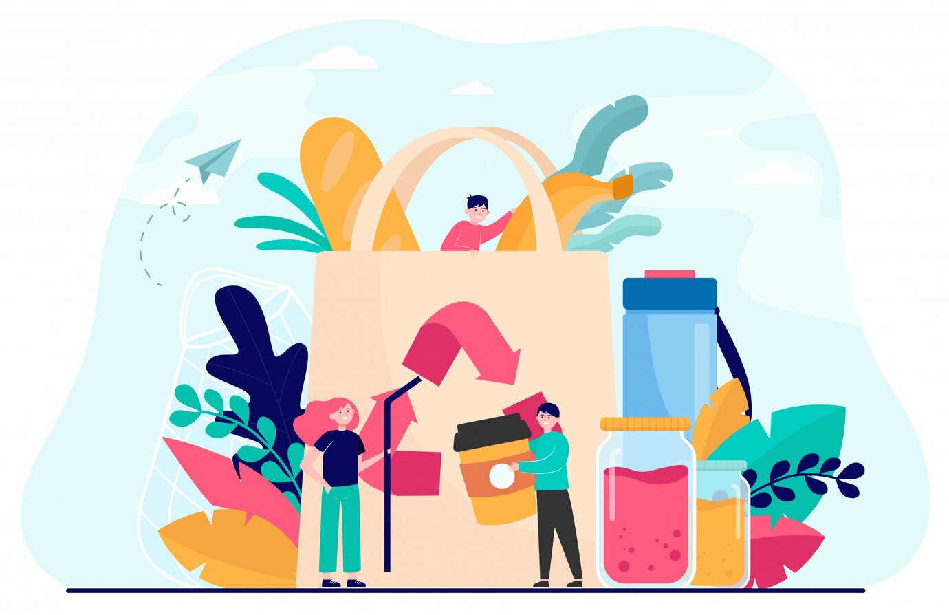 Illustration of recyclable options