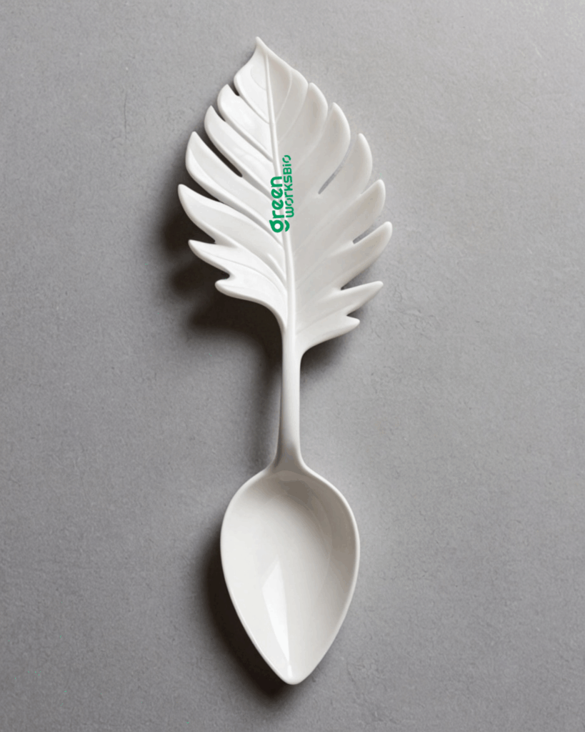 Greenworkbio’s compostable cutlery made with PLA + PBAT blend.