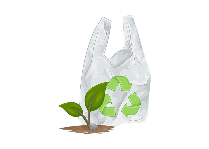 Illustration of compostable plastic bag