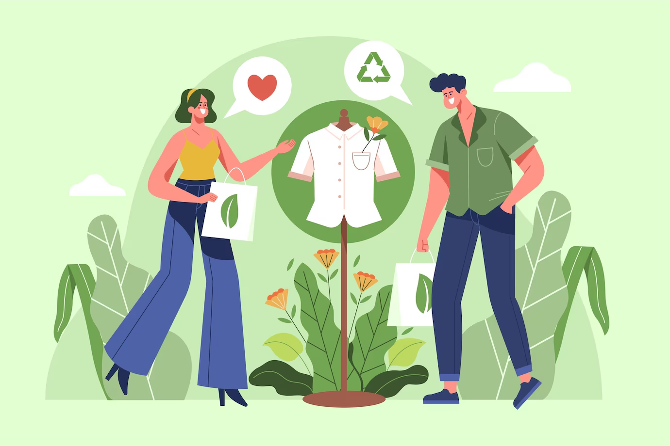 Illustration of eco friendly shopping options