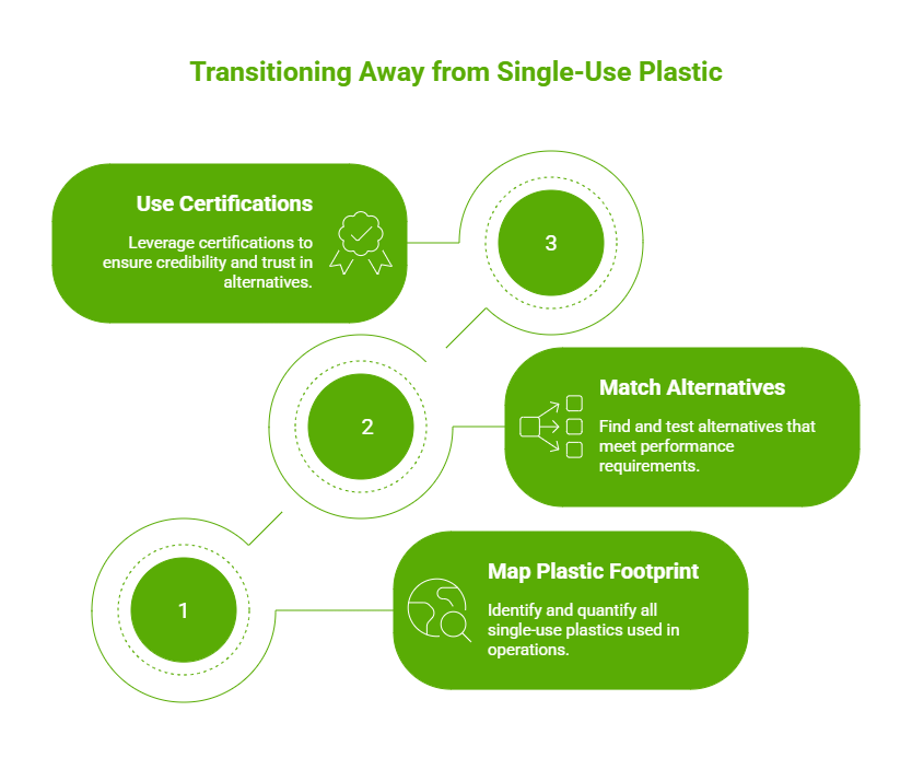 Infographic of step to be away from Single-Use Plastic
