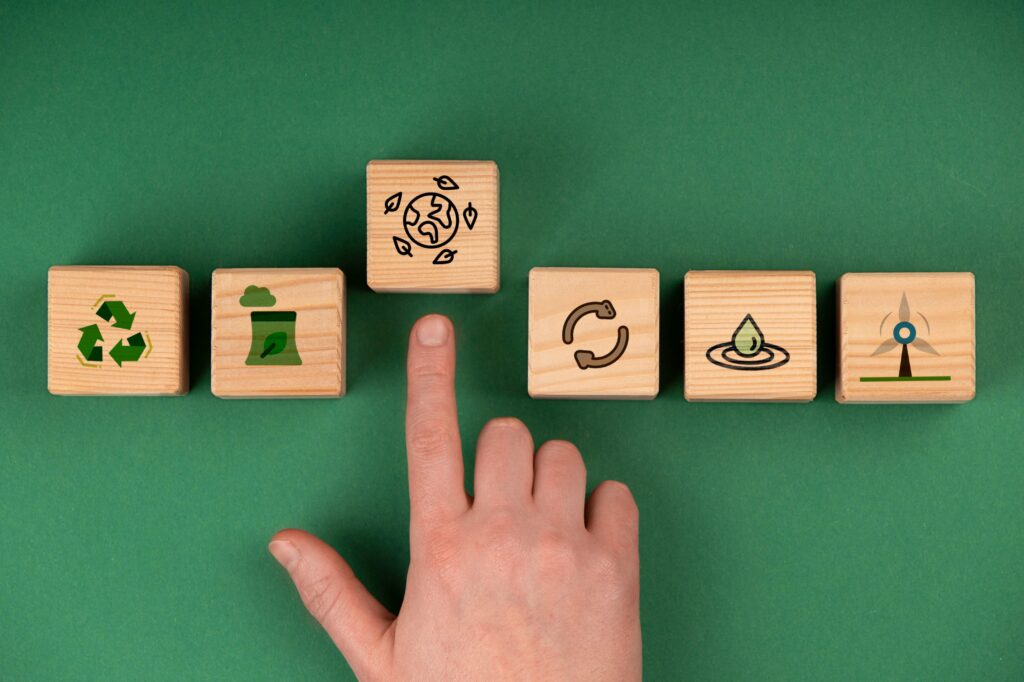 Icons of sustainable development goals on the dices
