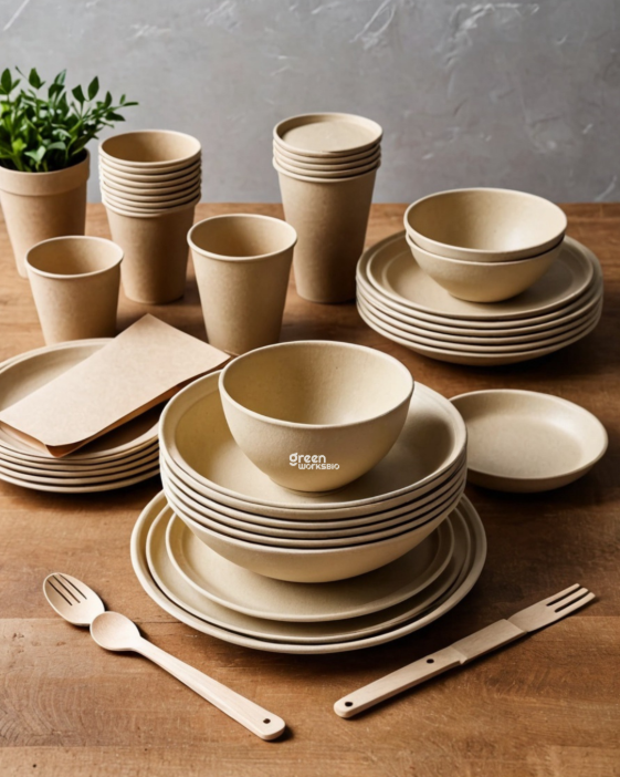 Compostable Tableware on table