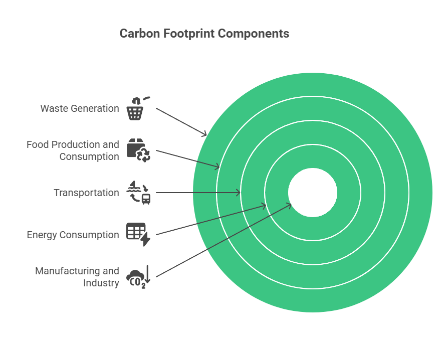 Infographic on carbon footprint components.