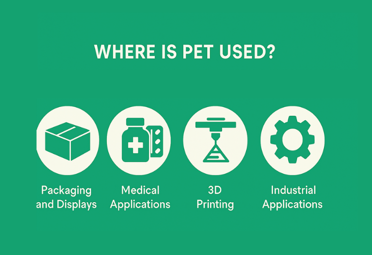 Infographic showcasing the uses of PET