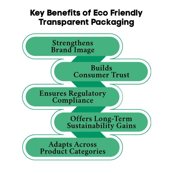 An Infographic on Key Benefits of Eco Friendly Transparent Packaging.